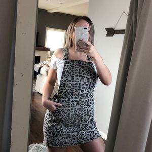 Cheetah print overall dress